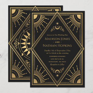 Tarotkort för guld Solar Gothar Elegant Bröllop Inbjudningar