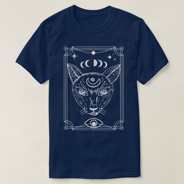 Tarotkort för Måne och katt  T Shirt (Design framsida)