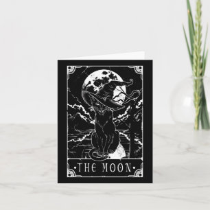 Tarotkort för Måne och svart kattbeck med H Kort