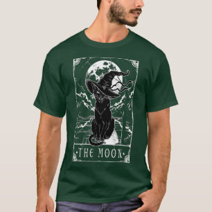 Tarotkort för Måne och svart kattbeck med H T Shirt
