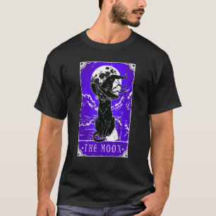 Tarotkort för Måne och svart kattbeck med H T Shirt