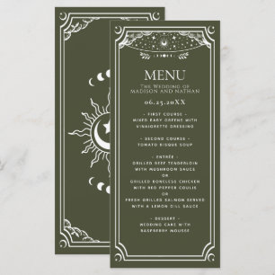 Tarotkort för Olive & White Elegant Bröllop Meny