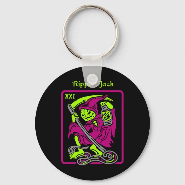 Tarotkort för ripper Jack Halloween Occult Decor M Nyckelring (Framsida)