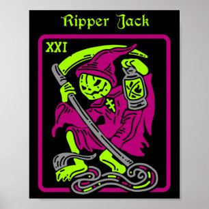 Tarotkort för ripper Jack Halloween Occult Decor M Poster