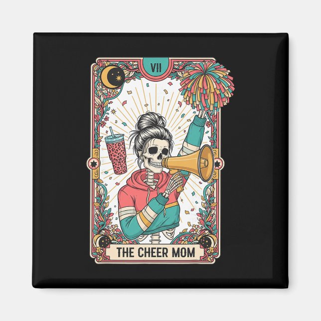 Tarotkort Gotisk Glädje Mamma Skelett Rolig Cheerl Magnet (Framsidan)