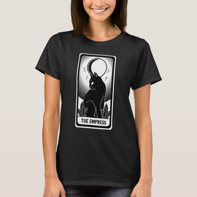 Tarotkort Halvmåne Och Katt T Shirt (Framsida)