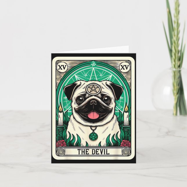 Tarotkort Hund Djävulen Satanisk Goth Halloween Kort (Framsida)