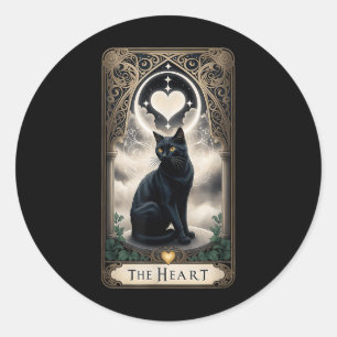 Tarotkort i svart katt- Tarotkort för CA Runt Klistermärke