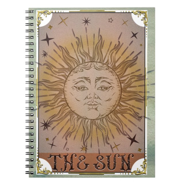 Tarotkort i Vintagen Sol - kelestial konst Anteckningsbok (Framsidan)