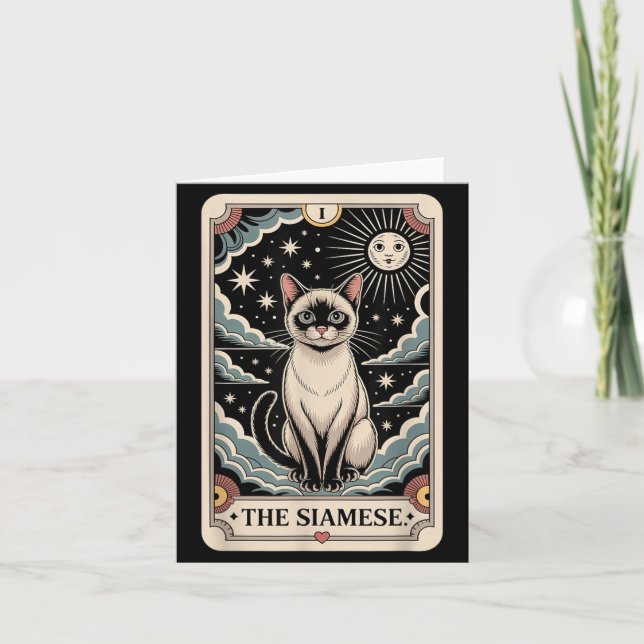 Tarotkort katt Halloween Siamesen Kort (Framsida)
