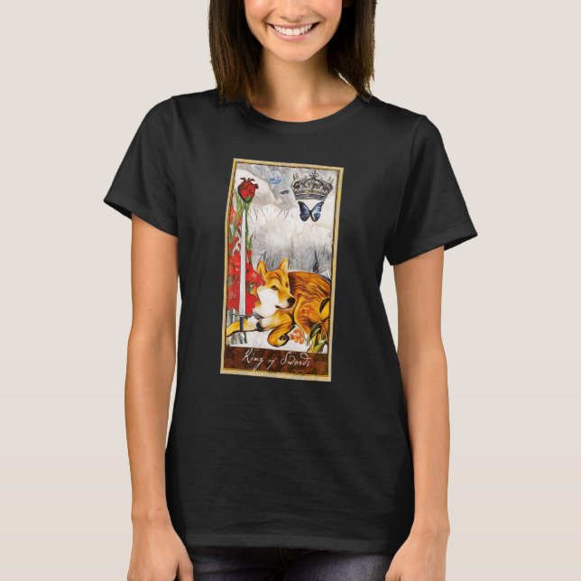 Tarotkort Kung i svärd och Hund Cosmic Graphic D T Shirt (Framsida)