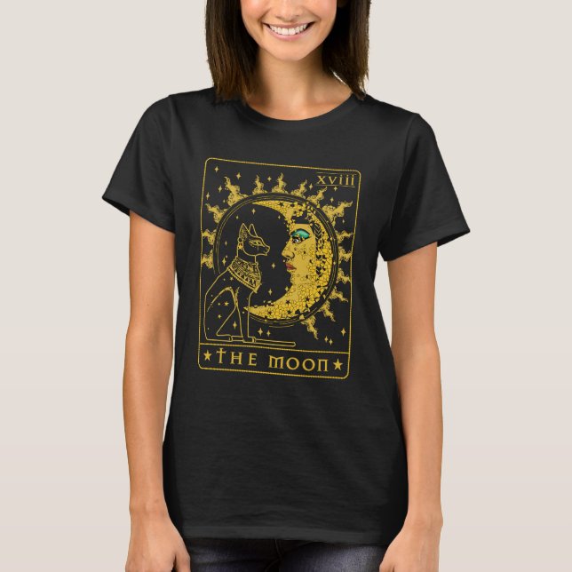 Tarotkort, Måne Cleopatra och shynx cat T Shirt (Framsida)