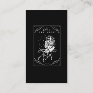 Tarotkort Måne och Cat Crescent Illustration Visitkort