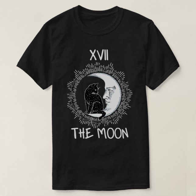 Tarotkort, Måne och Cat Graphic jersey Pu T Shirt (Design framsida)