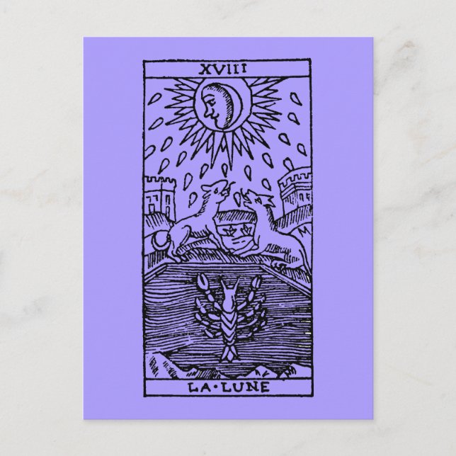 Tarotkort: Måne Vykort (Framsida)