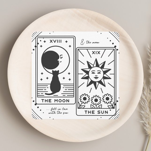 Tarotkort | MÖHIPPA | BRÖLLOP | Modern B+W Tack Kort (Skapare uppladdad)