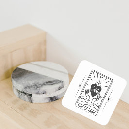 Tarotkort | MÖHIPPA | BRÖLLOP | Modern B+W Underlägg Papper Kvadrat