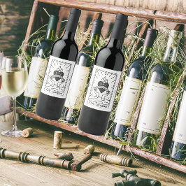 Tarotkort | MÖHIPPA | BRÖLLOP | Modern B+W Vinflaska Etikett