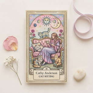 Tarotkort Mystisk Katt Sitter Kitty Djurälskare Visitkort