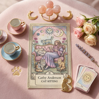 Tarotkort Mystisk Katt Sitter Kitty Djurälskare Visitkort