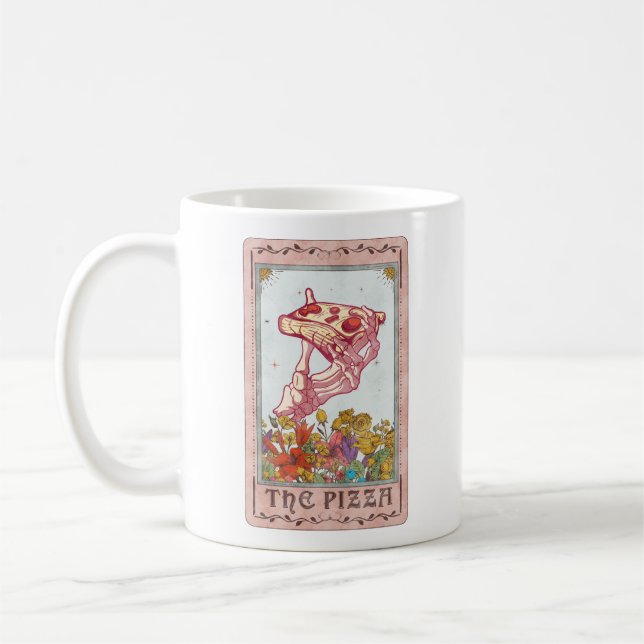 Tarotkort Pizza Funny Tarot Skeleton Tarot Kaffemugg (Vänster)