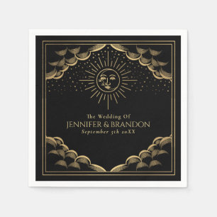 Tarotkortet guld Sol och Måne Bröllop Pappersservett