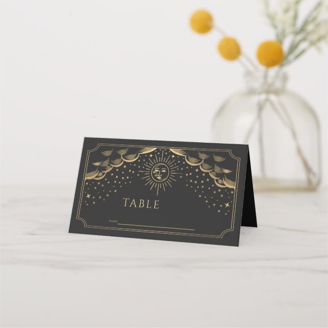 Tarotkortet guld Sol och Måne Bröllop Placeringskort (Framsida)
