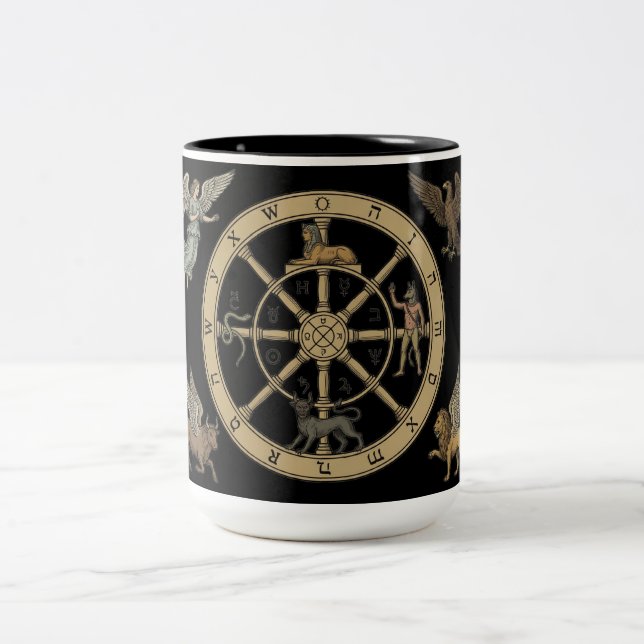 Tarotkortet Hjulet Två-Tonad Mugg (Center)