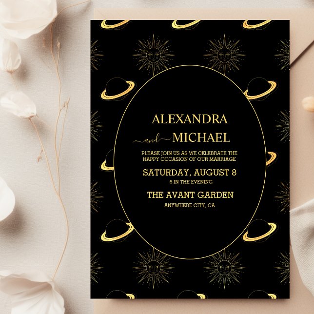 Tarotkortet sol och Måne Bröllop Inbjudningar (Skapare uppladdad)