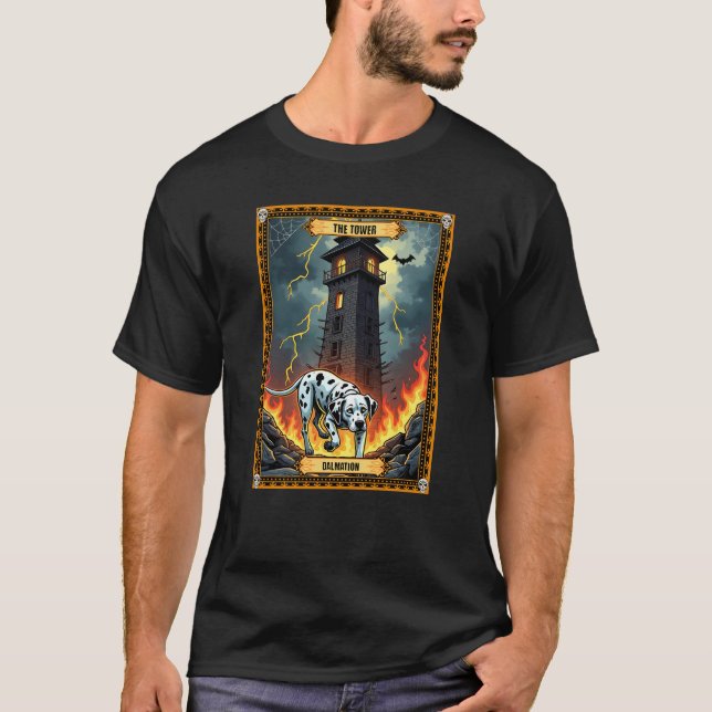 Tarotkortet Torn Dalformation Halloween T Shirt (Framsida)