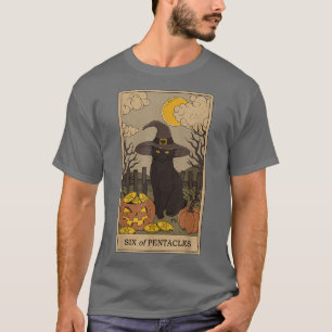 Tarotkortscenter Måne och svart kattbeck som t Shirt