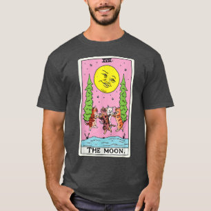 Tarotkortsgrafik med Måne och Kattfyrkant T Shirt