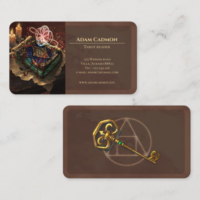 Tarotläsare magi esoterisk konstfull visitkort (Fram/baksida)