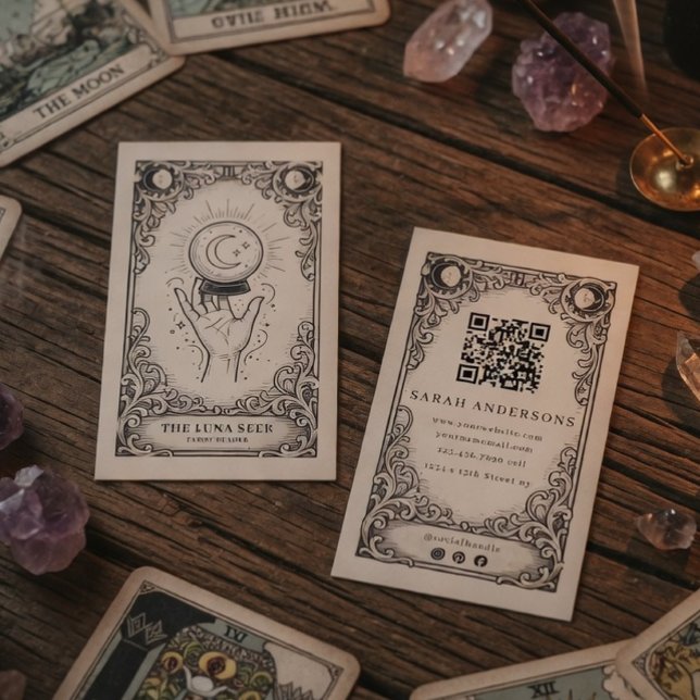 Tarotläsare | Vintage Celestial Mystisk Spåman Visitkort (Skapare uppladdad)