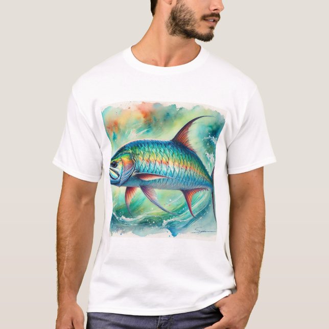 Tarpon fish 051024AREF147 - Watercolor T Shirt (Framsida)
