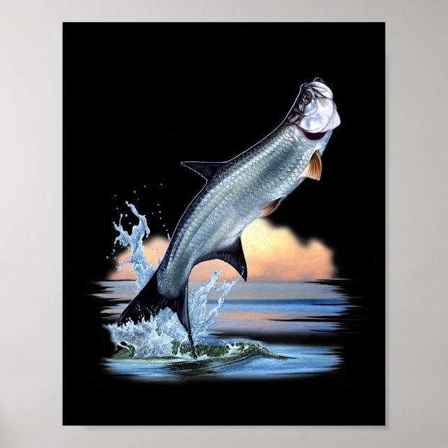 Tarpon Fish Fresh Vatten Wildlife Hunting Fishing  Poster (Framsidan)