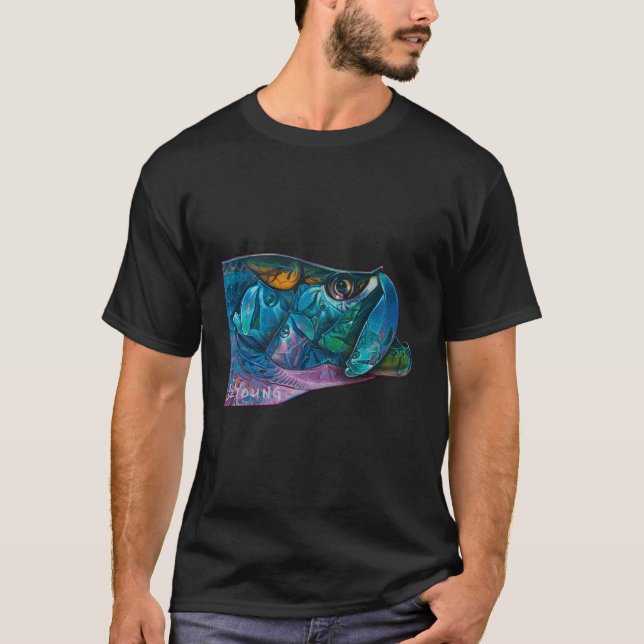 Tarpon Kaleidoscope Saltwater-Flygfisket T Shirt (Framsida)