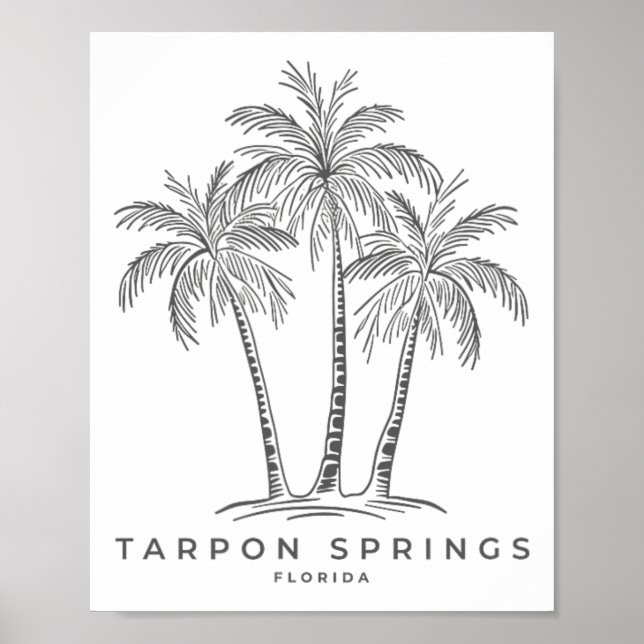 Tarpon Springs Florida Fl Strand Semester Palm Trä Poster (Framsidan)