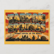 Tarpon Springs Florida Svamp Huvudstad Vintage Kon