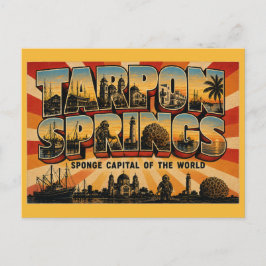 Tarpon Springs Florida Svamp Huvudstad Vintage Kon Vykort