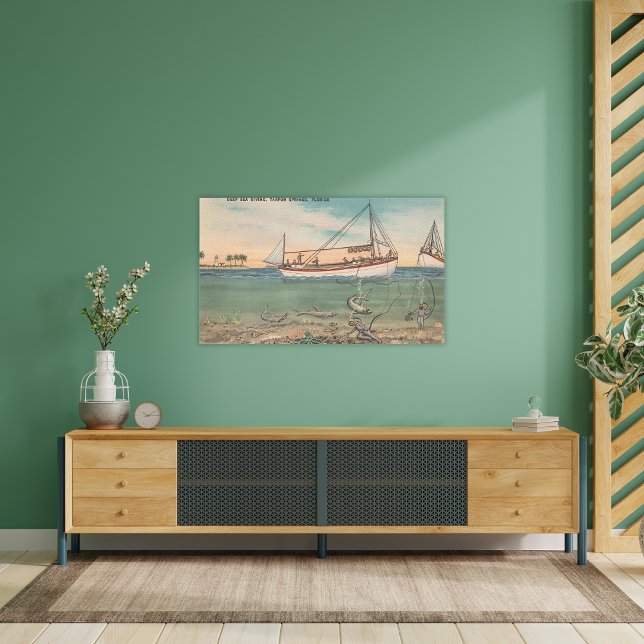 Tarpon Vår, FL - View of Boat & Deep Sea Canvastryck (Skapare uppladdad)