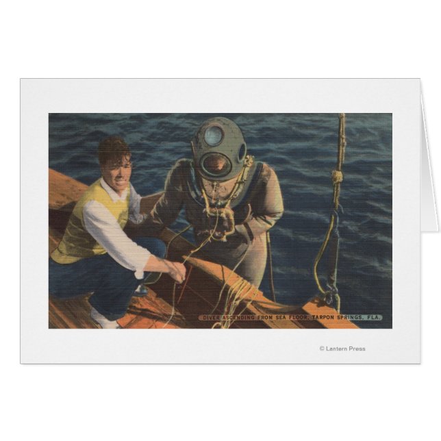 Tarpon Vår, FL - View of Diver Ascending Boa Hälsningskort (Framsidan Horizontal)