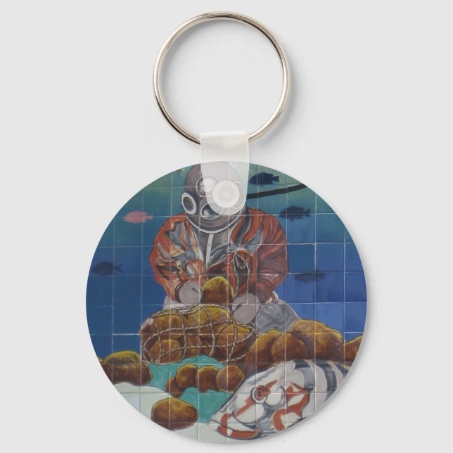 Tarpon Vår Sponge Diver Mural Keychain Nyckelring (Framsida)