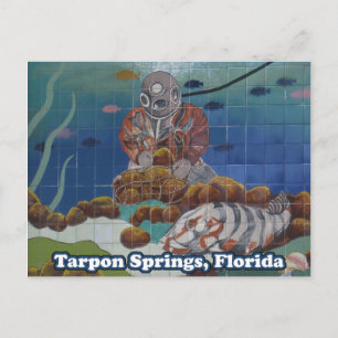 Tarpon Vår Sponge Diver Mural vykort