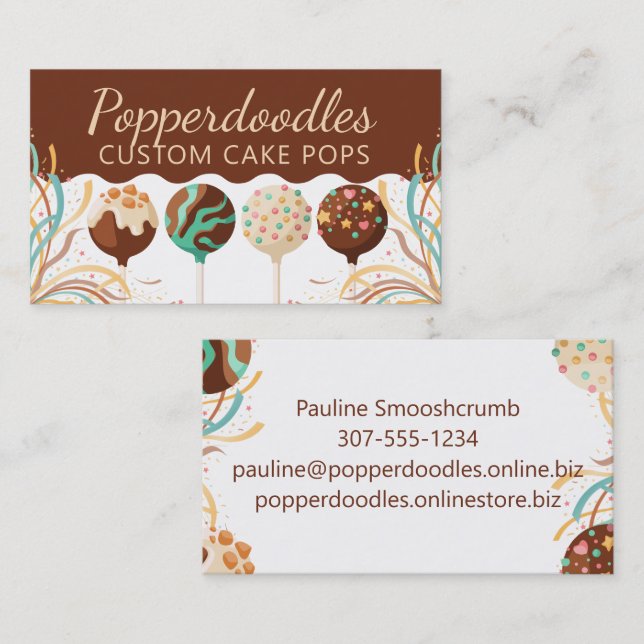 Tårpops bakning bageri konfektyr visitkort (Fram/baksida)