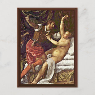 Tarquinius och Lucretia av Tizian Vykort