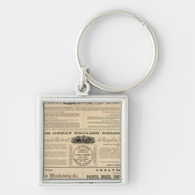 Tarrants förberedelser fyrkantig silverfärgad nyckelring (Framsidan)