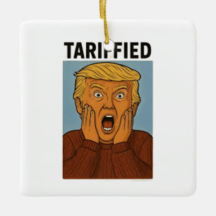Tarrifierad motstånd jag står med pingviner julgransprydnad keramik