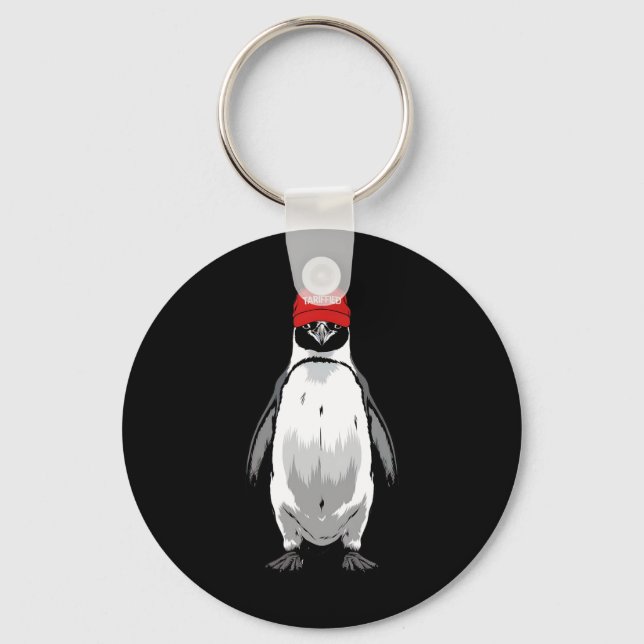 Tarriny Tarrified Penguin Anti Trump Tarrif Nyckelring (Framsida)