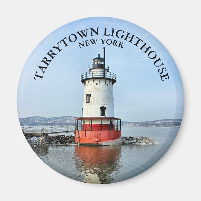Tarrytown Lighthouse, New York Round Magnet (Framsidan)